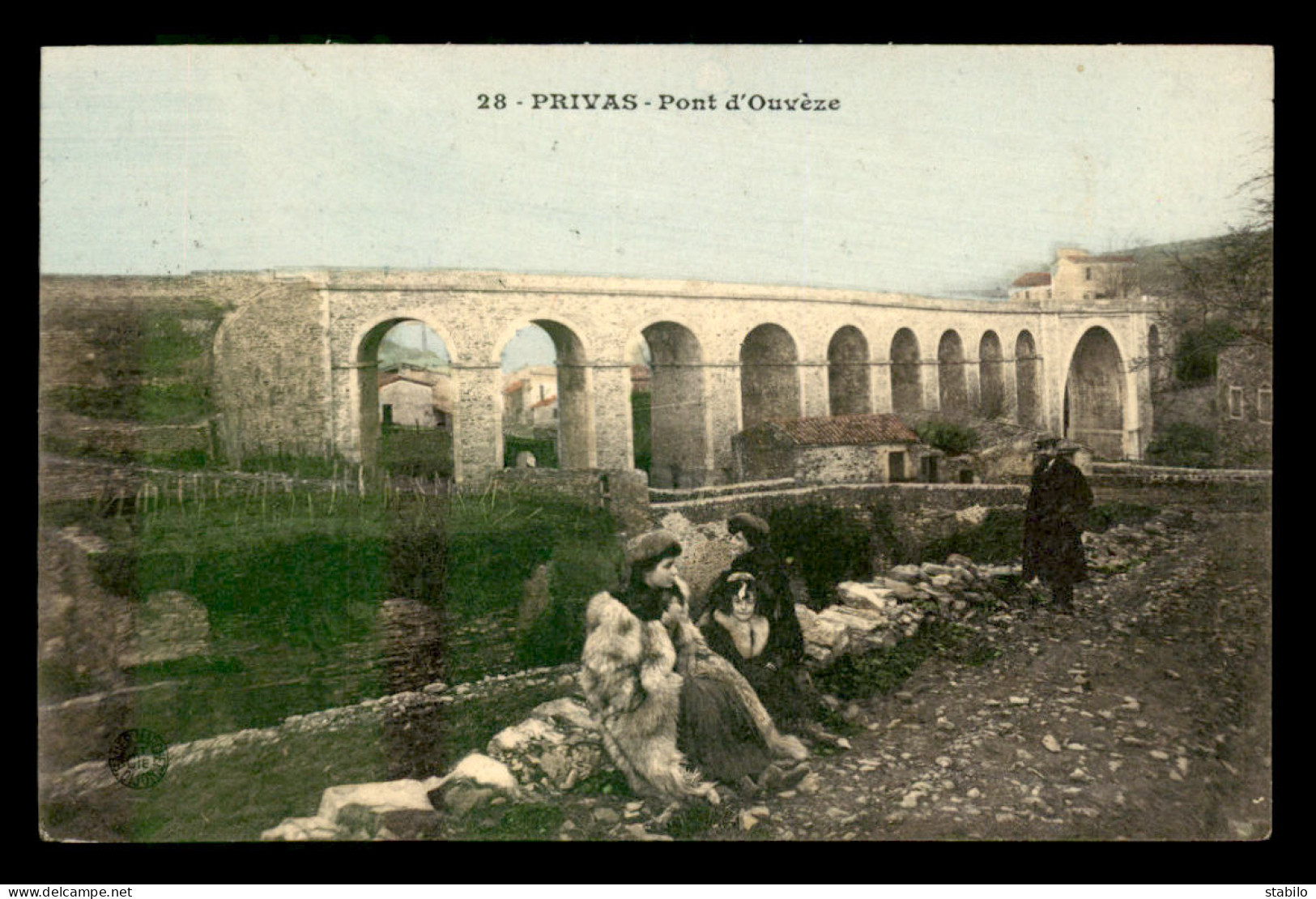 07 - PRIVAS - PONT D'OUVEZE - CARTE ANCIENNE COLORISEE - Privas