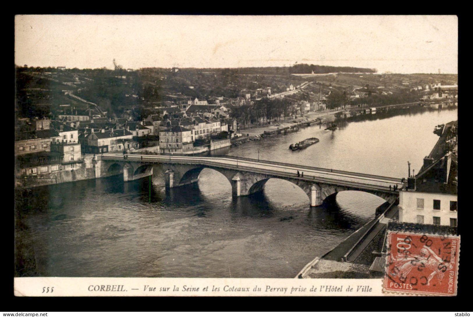 91 - CORBEIL - LA SEINE ET LES COTEAUX DE PERRAY PRISE DE L'HOTEL DE VILLE - Corbeil Essonnes