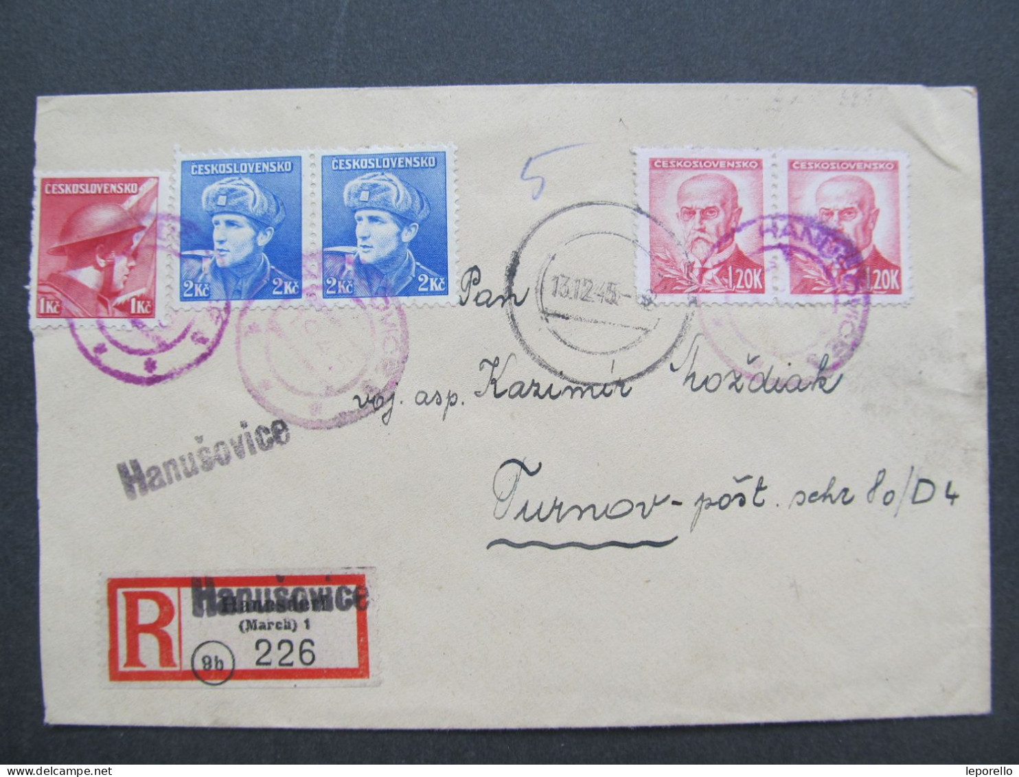 BRIEF Hanušovice - Turnov 1945 Provisorium  // P7166 - Covers & Documents