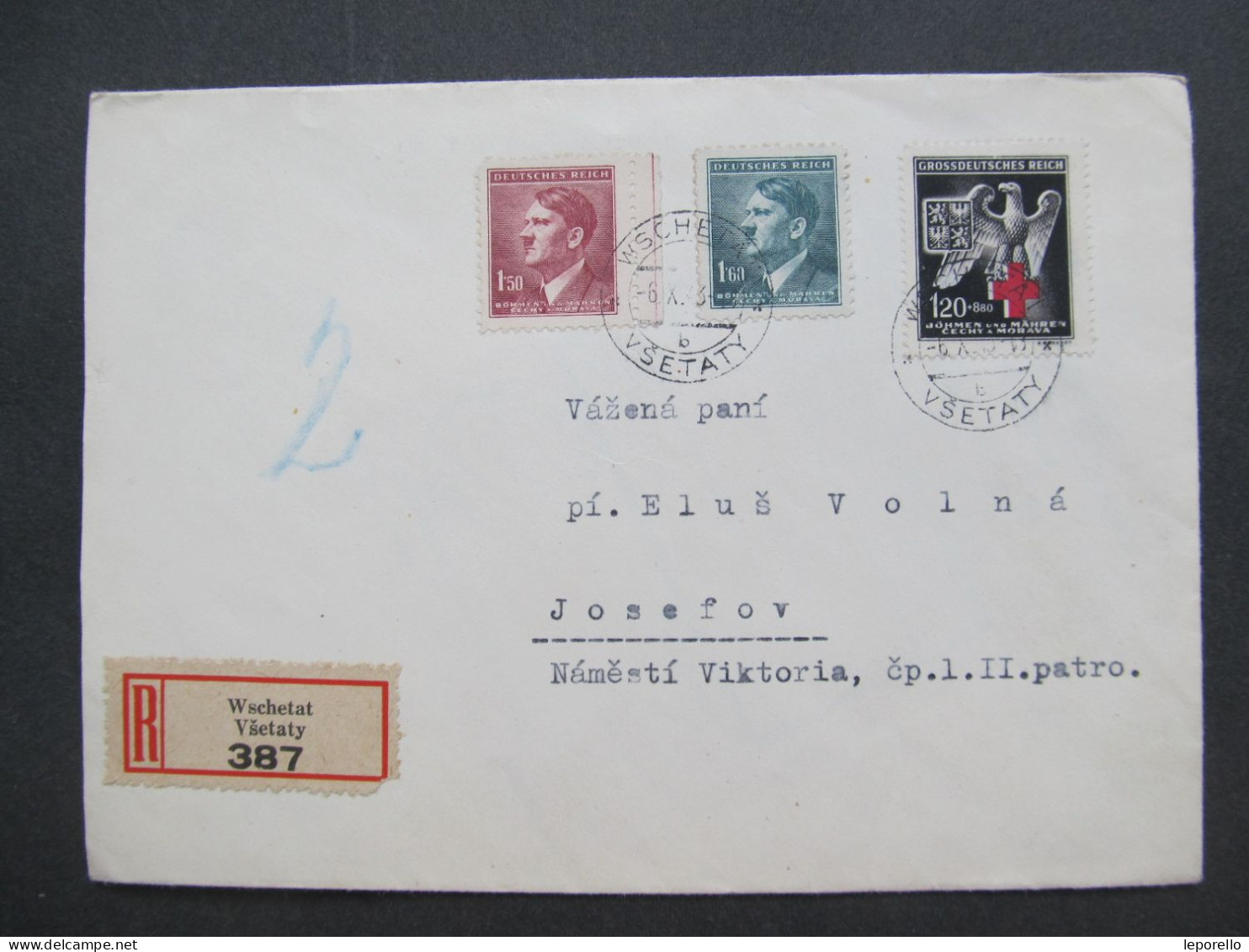 BRIEF Všetaty - Josefov 1943   / P7184 - Cartas & Documentos