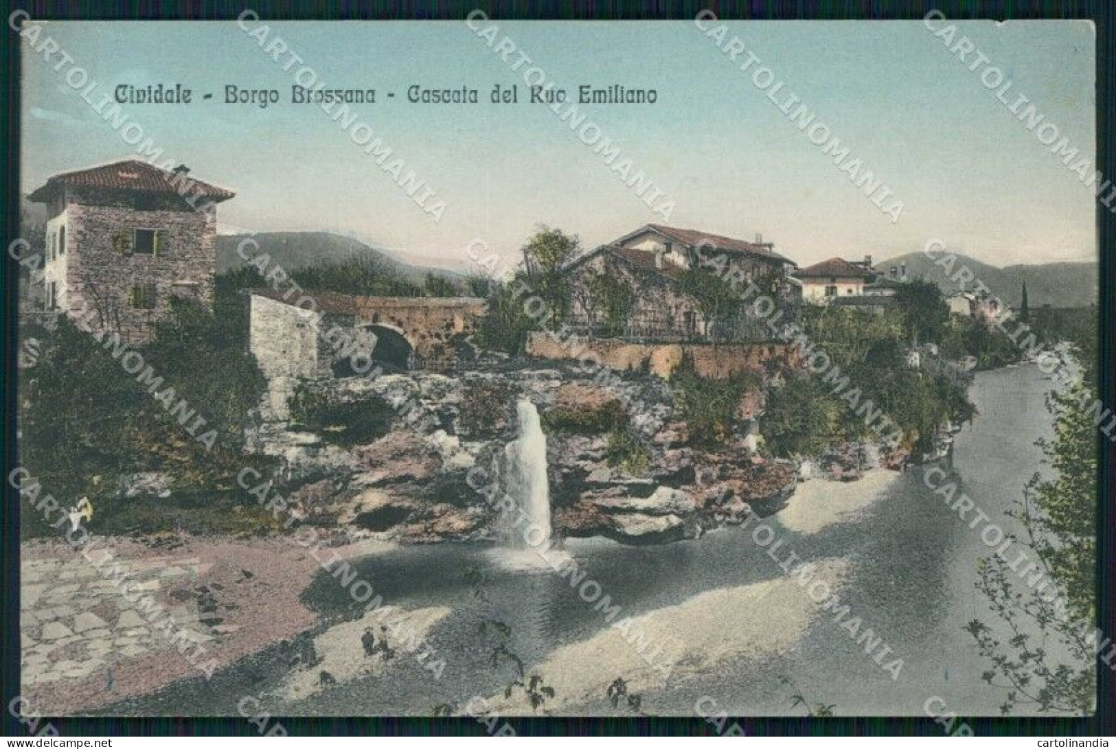 Udine Cividale Borgo Brossana Cascata Ruo Emiliano Cartolina RB6813 - Udine