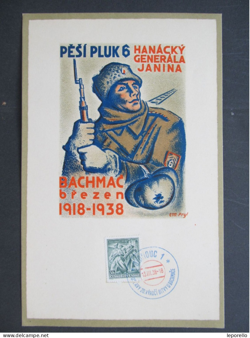 GEDENKBLATT Pamětní List Olomouc Bachmač Hanácký Pluk Generál Janin 1938   / P7202 - Covers & Documents