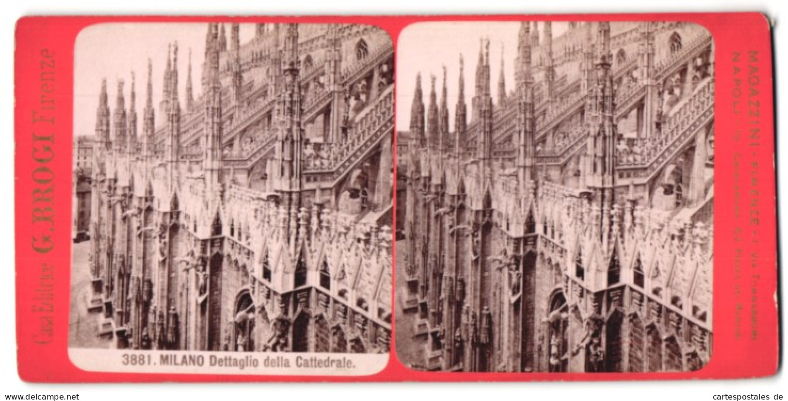 Stereo-Foto G, Brogi, Firenze, Ansicht Milano, Dettaglio Della Cattedrale, Mailänder Dom  - Stereoscopic