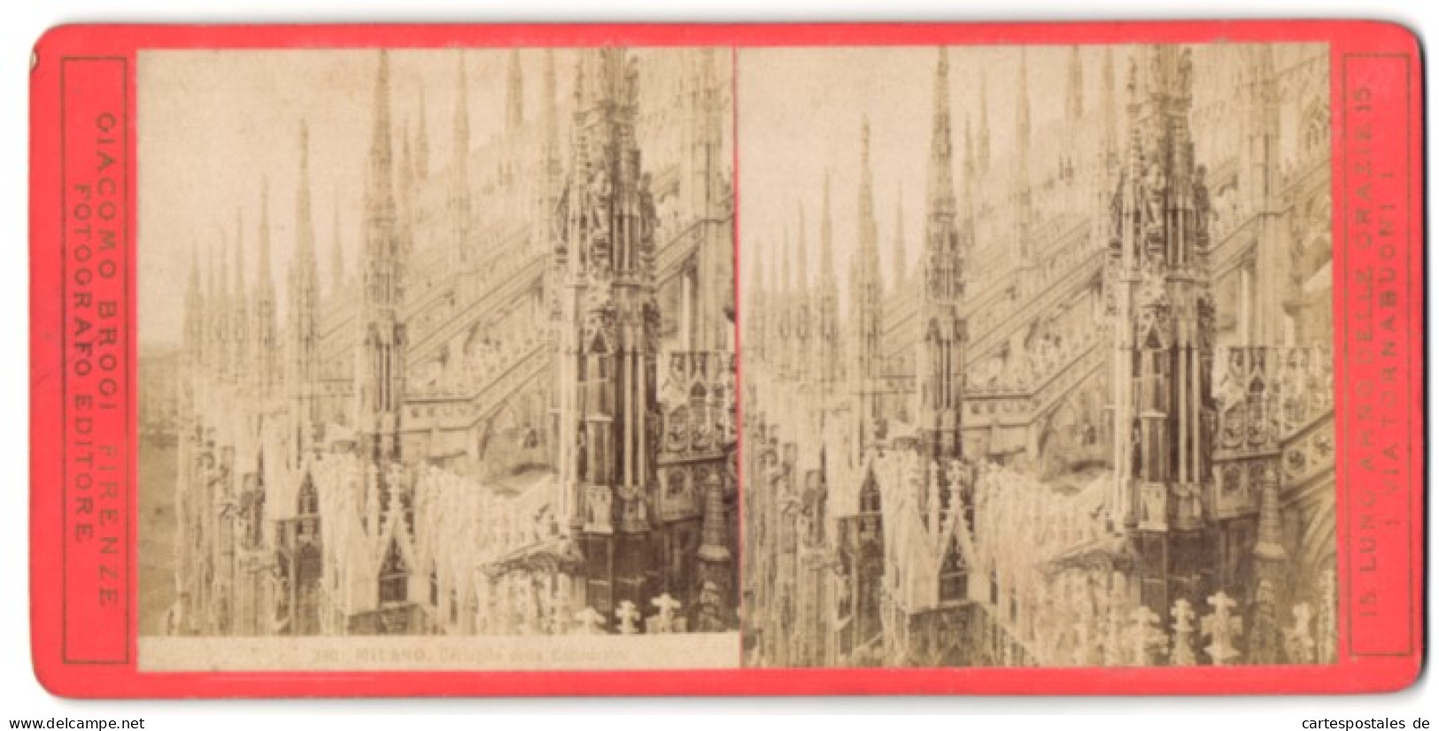 Stereo-Foto Giacomo Brogi, Firenze, Ansicht Mailand, Die Spitzen Des Mailänder Doms  - Stereoscopic