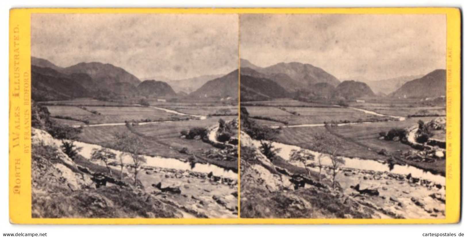 Stereo-Photo Francis Bedford, Ansicht Beddqelert, View On The Road Do Dians Lake  - Stereoscopic