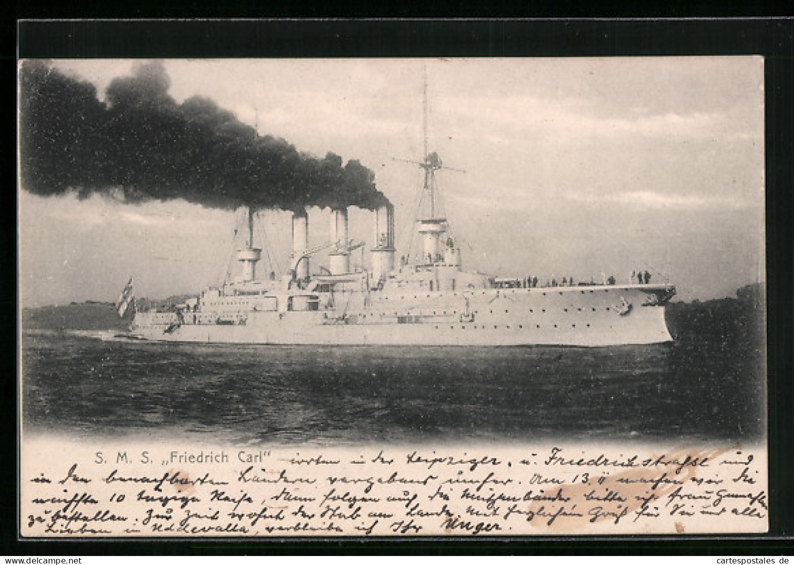 AK Kriegsschiff S.M.S. Friedrich Carl Unter Volldampf  - Guerra
