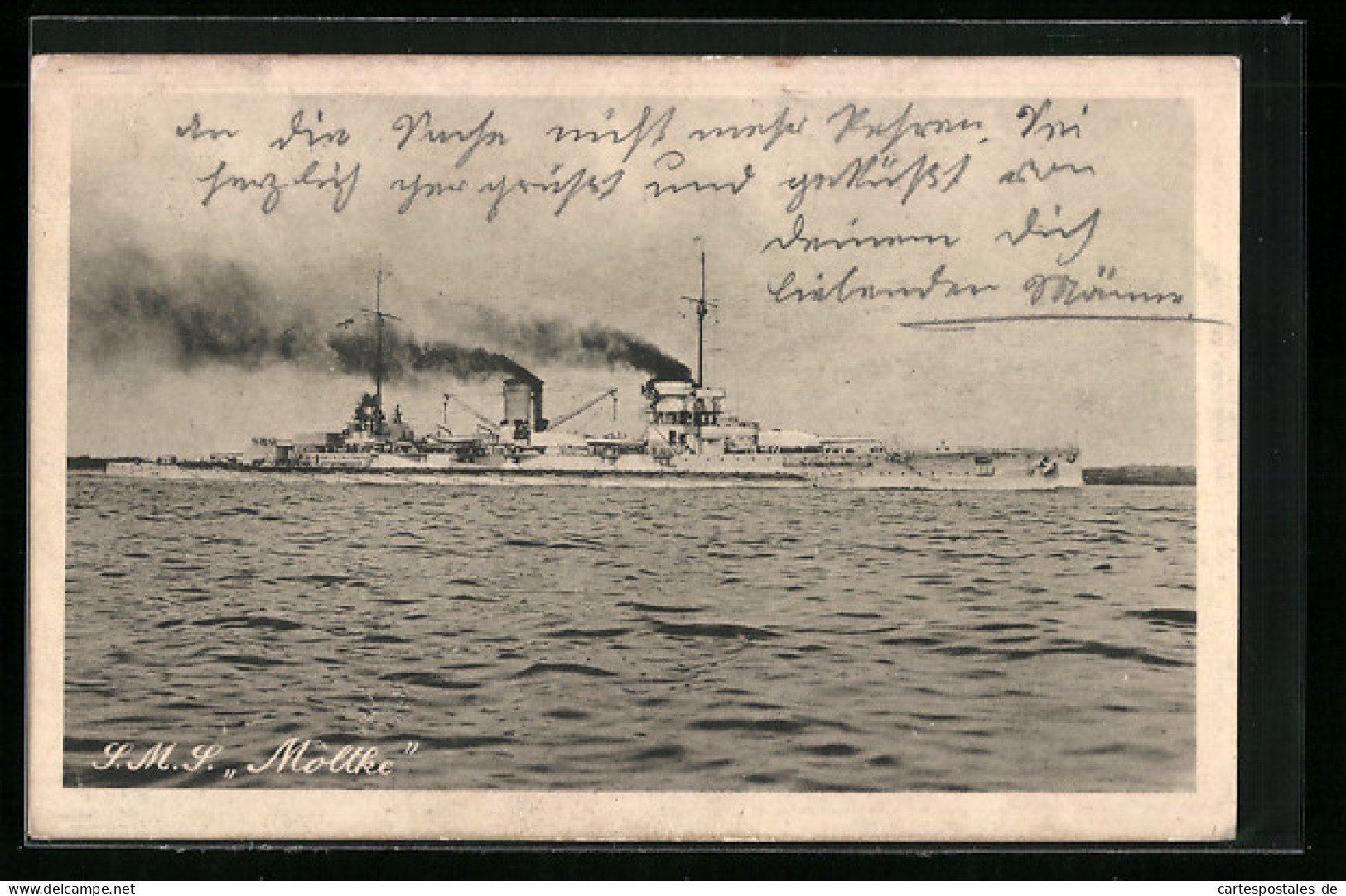 AK Kriegsschiff SMS Moltke In Fahrt Vor Küste  - Guerra