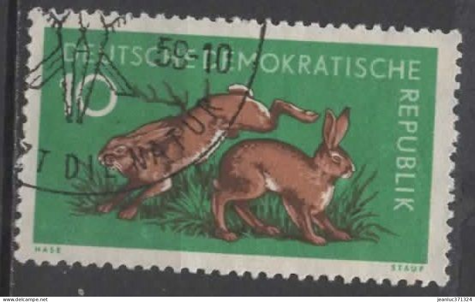 ALLEMAGNE RDA N° 454 O Y&T 1959 Animaux Des Forêts (Lièvres) - Used Stamps
