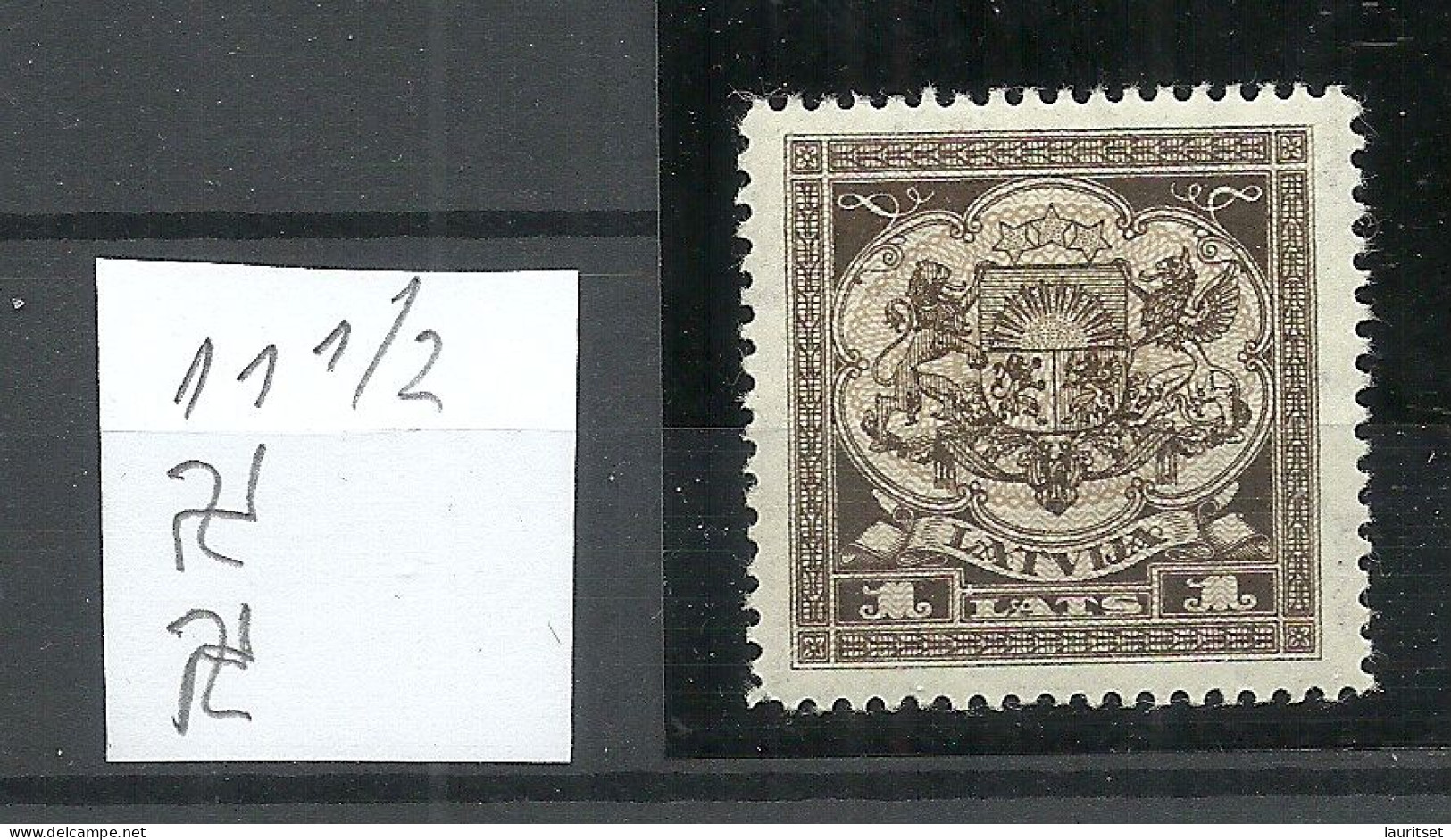 LETTLAND Latvia 1928 Michel 123 Perf 11 1/2 Inverted Vertical WM * - Latvia