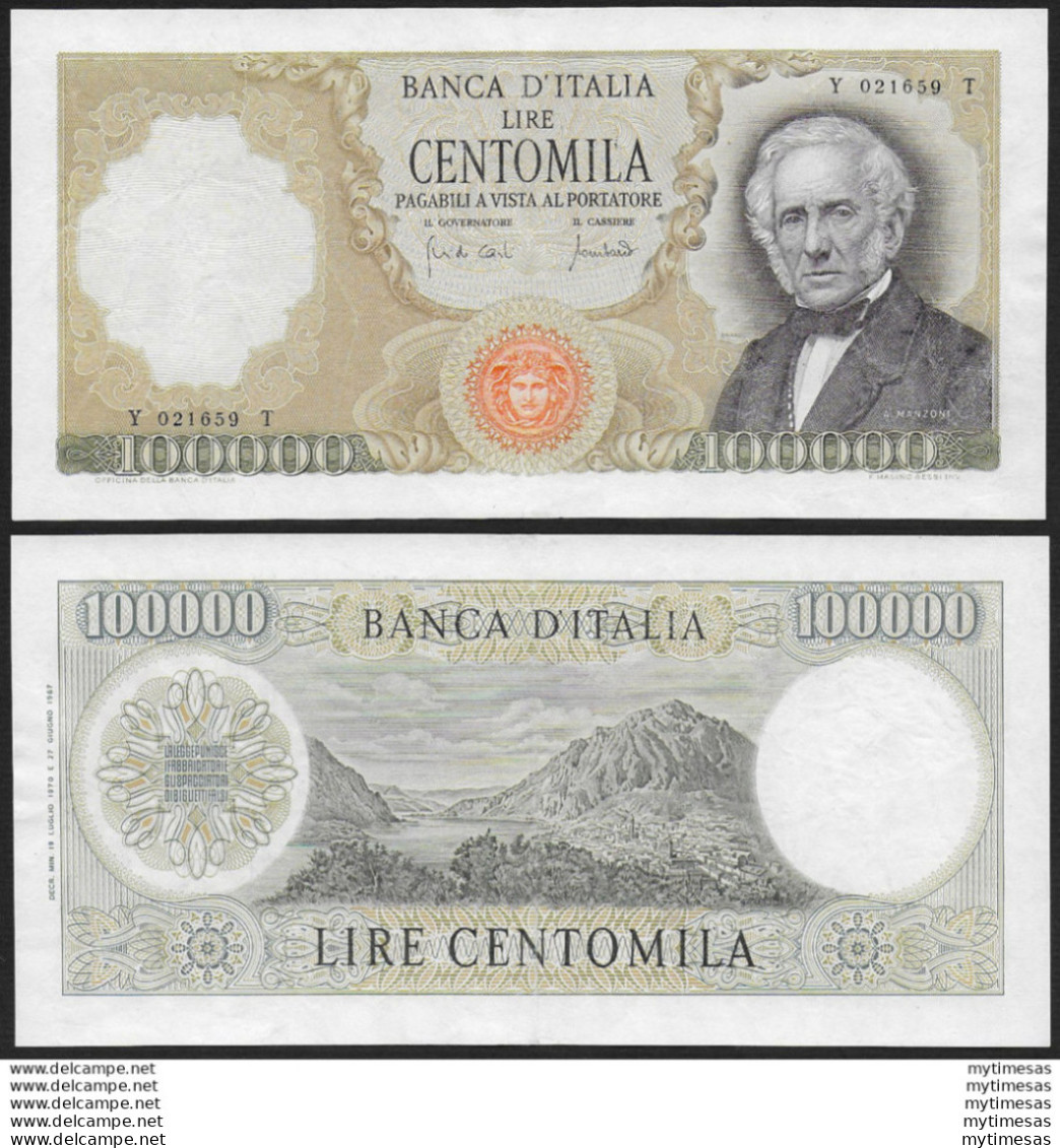 1970 Italia Lire 100.000 Manzoni QSUP Gigante N. BI 82B2 - Andere & Zonder Classificatie