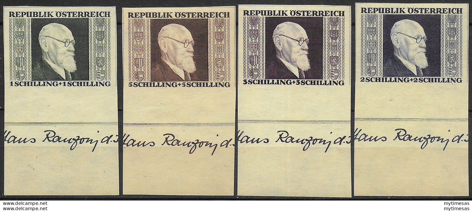 1946 Austria President Renner 4v. Unperf. Bf MNH Unificato N. 634A/37A - Otros & Sin Clasificación