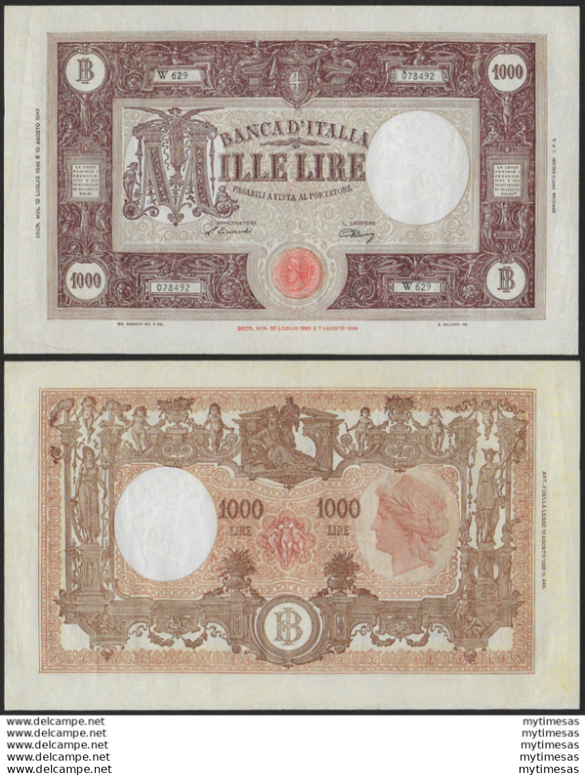 1946 Lire 1.000 Grande M BB Rif. BI 637 Alfa - Altri & Non Classificati