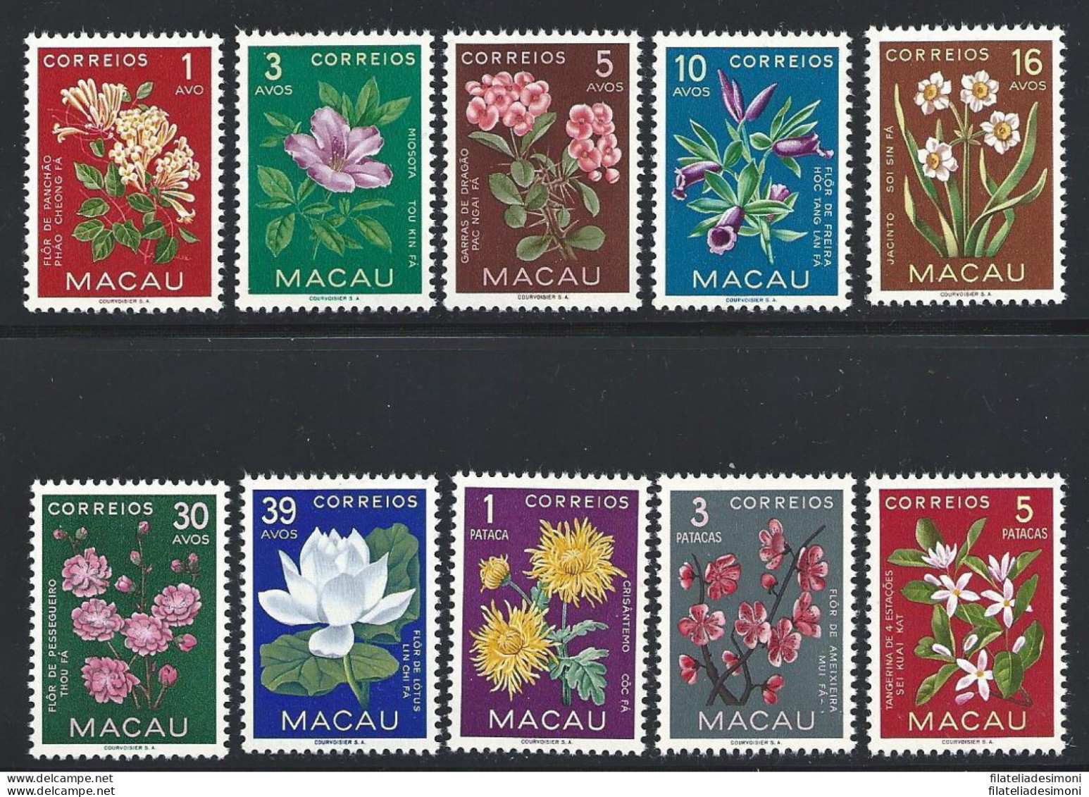 1953 MACAU , Michel N. 394-403 - Fiori -10 Valori - MNH** - Andere & Zonder Classificatie