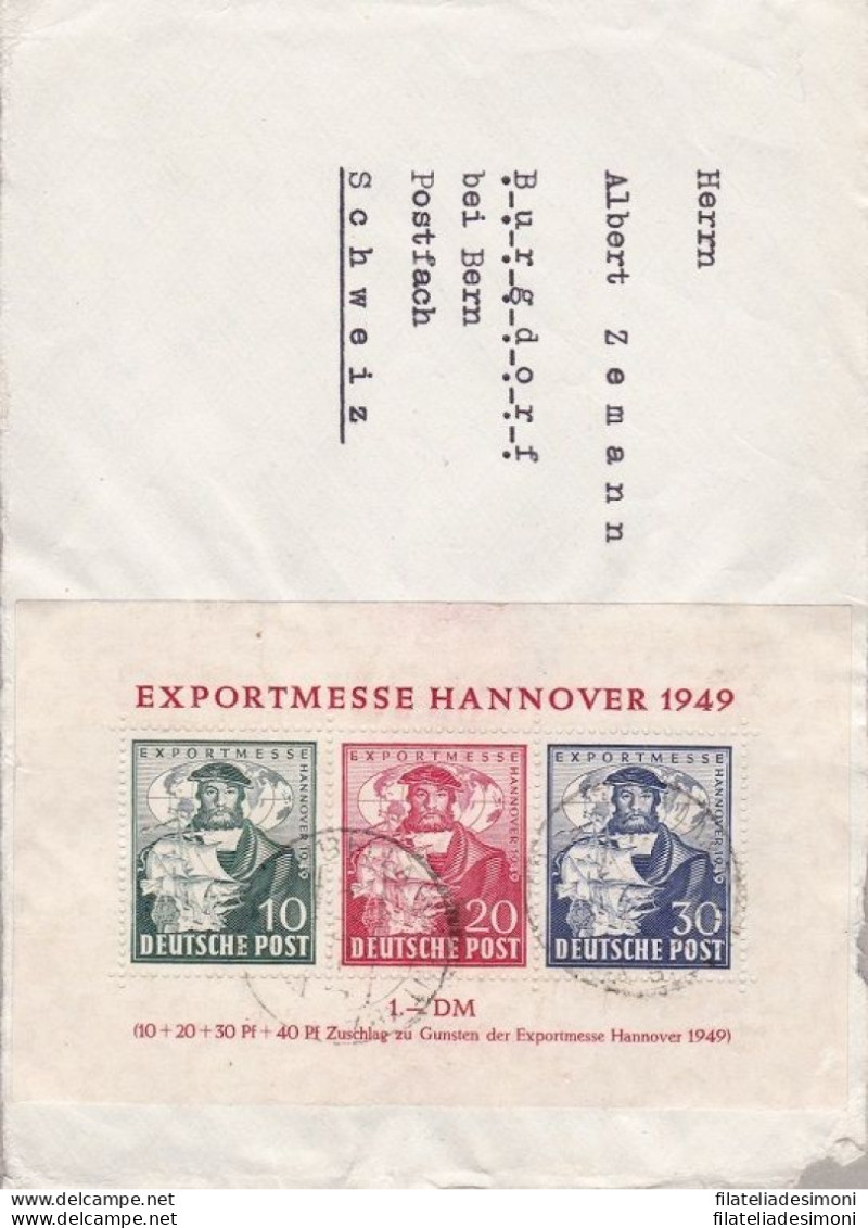 1949 BIZONA, BF N° 1 Fiera Di Hannover Su Grosso Frammento Di Busta - Other & Unclassified