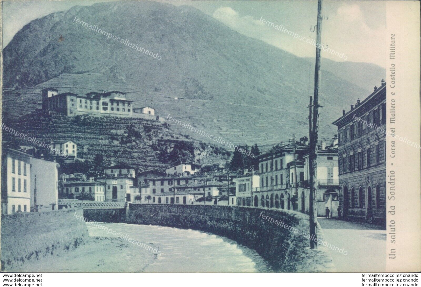 D423 -sondrio Citta'-un Saluto Da Sondrio Corso Del Mallero E Castello Militare - Sondrio