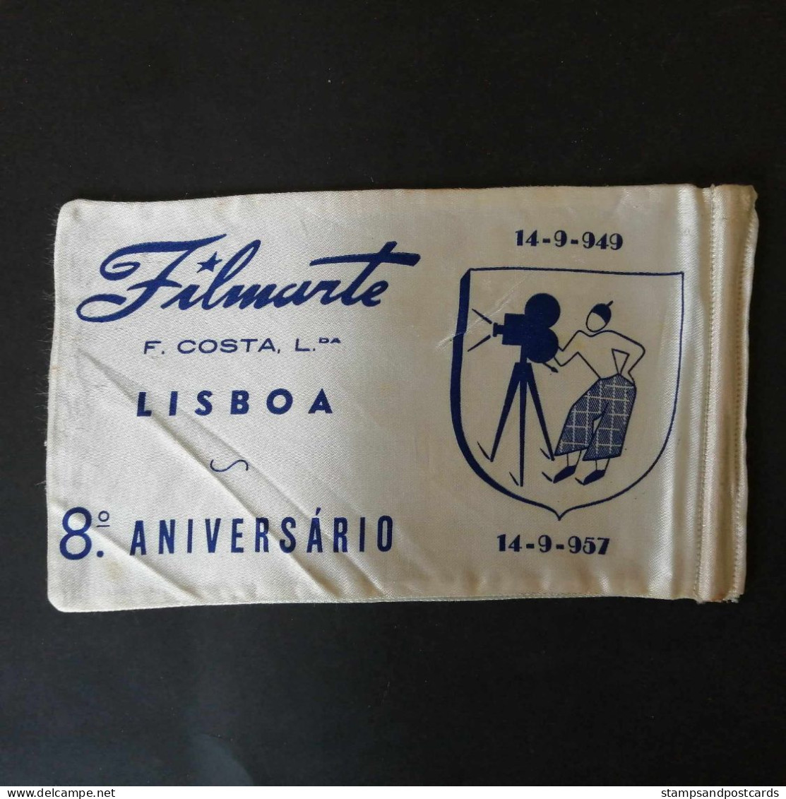 Portugal 1957 Filmarte 8 Ans Magasin Et Laboratoire Photo Et Cinema Fanion Publicitaire Publicitary Pennant - Altri & Non Classificati