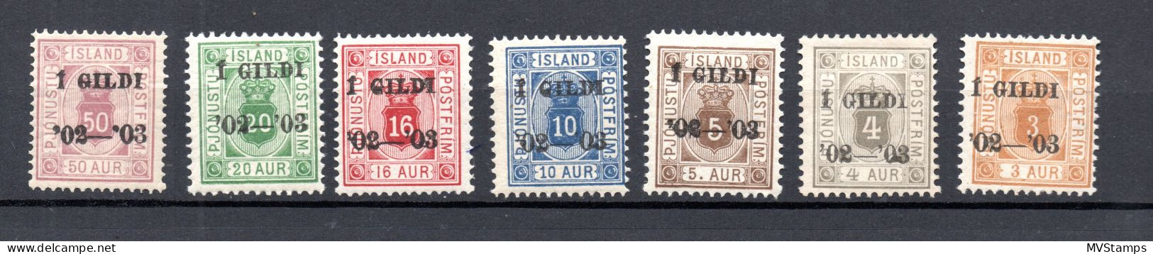 Iceland 1902 Set Overprinted Service-stamps (Michel D 10/16) Nice MLH - Servizio