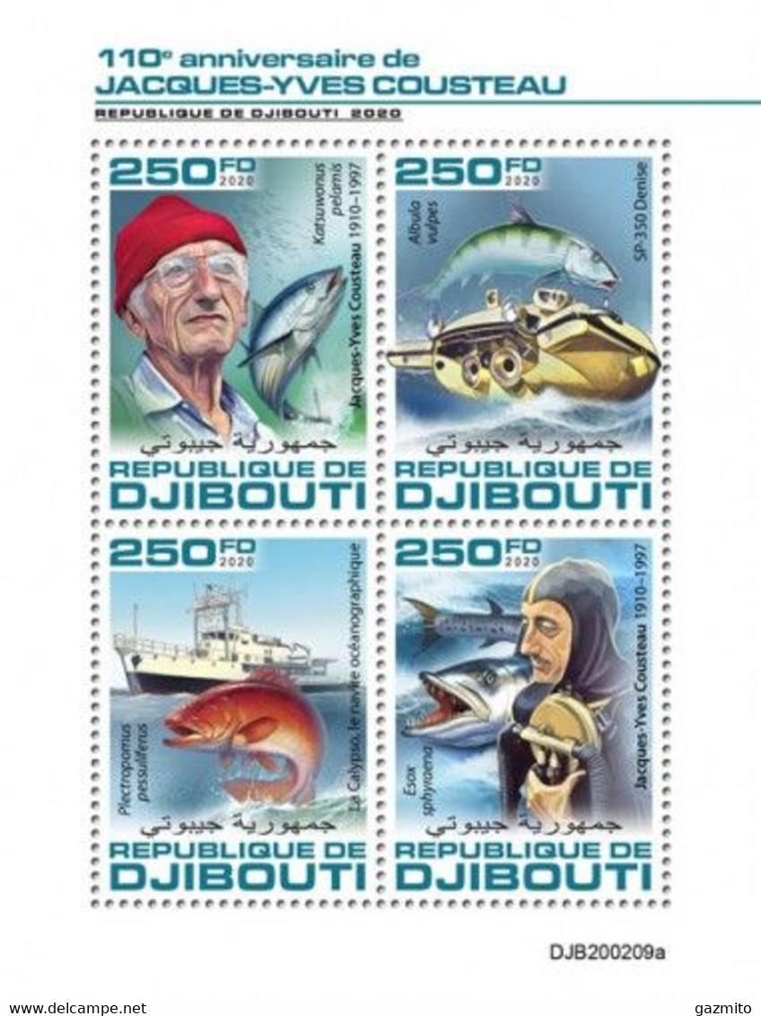Djibouti 2020, Cousteau, Fishes, 4val In BF - Diving