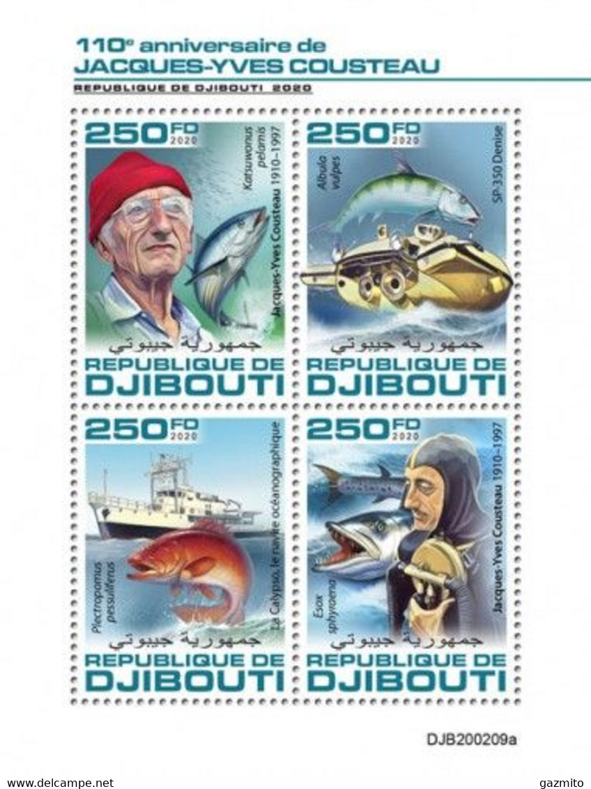 Djibouti 2020, Cousteau, Fishes, 4val In BF - Buceo