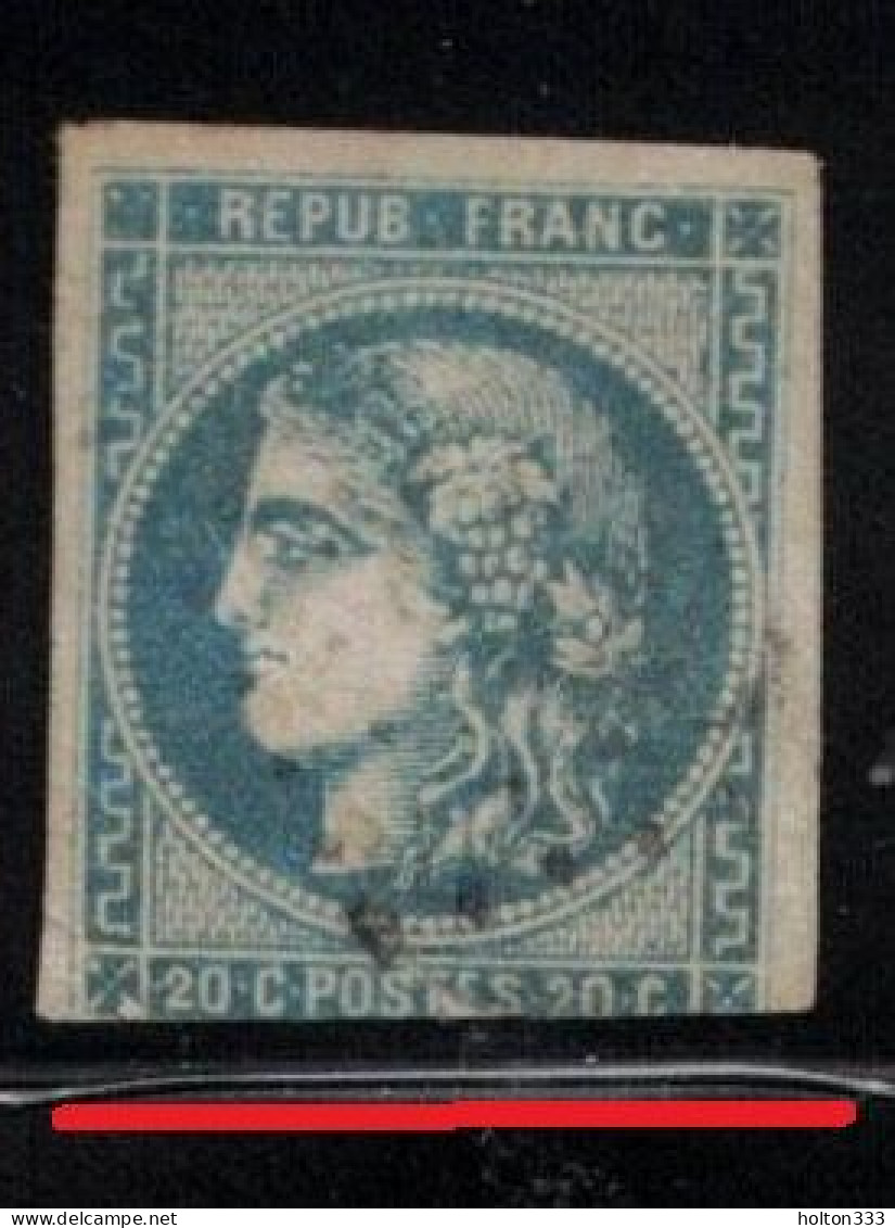 FRANCE Scott # 44 Used - Bottom Margin Cut Into Design - CV $55 - 1871-1875 Cérès