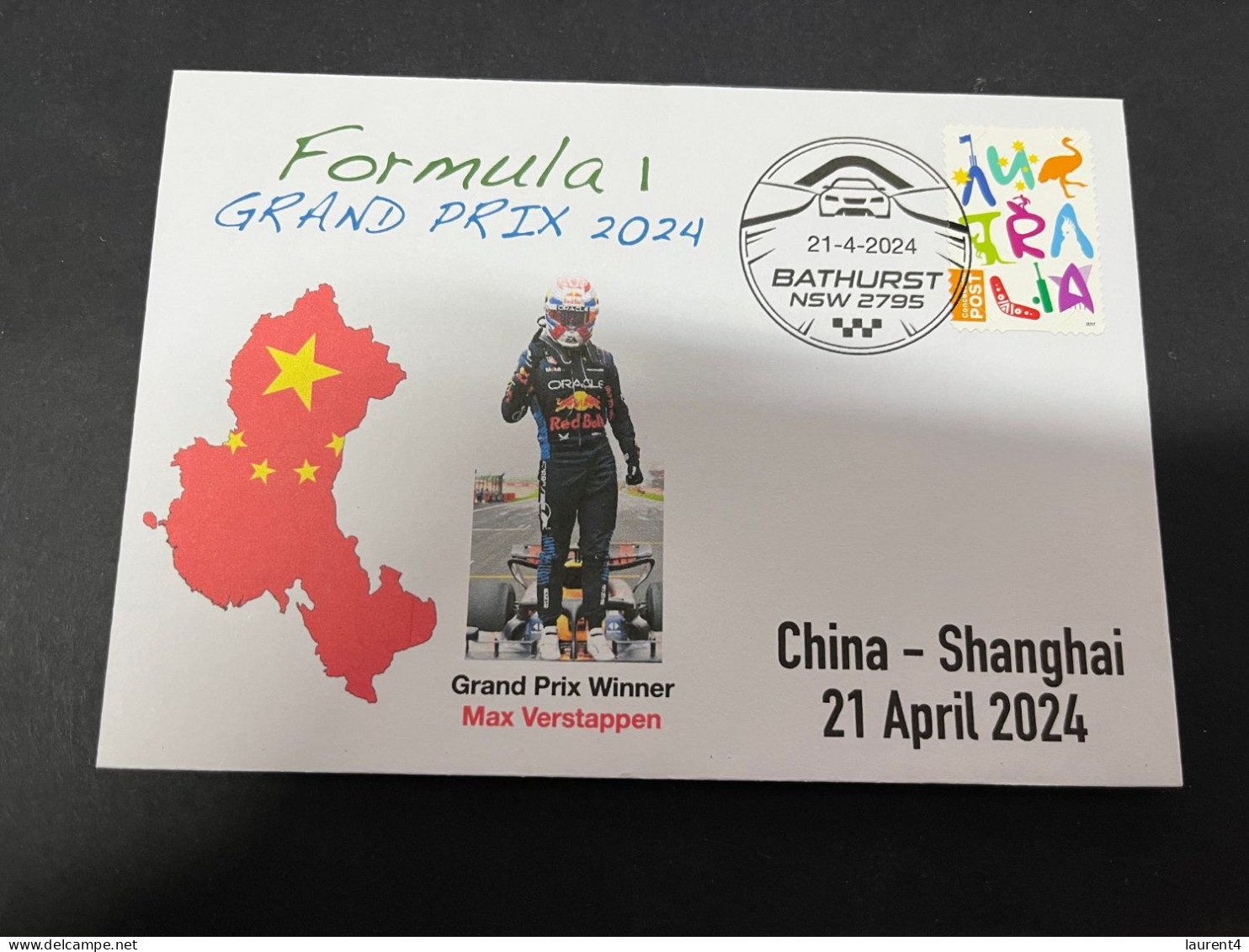 22-4-2024 (2 Z 42) Formula One - 2024 China Shanghai Grand Prix - Winner Max Verstappen (21 April 2024) OZ Stamp - Automobile