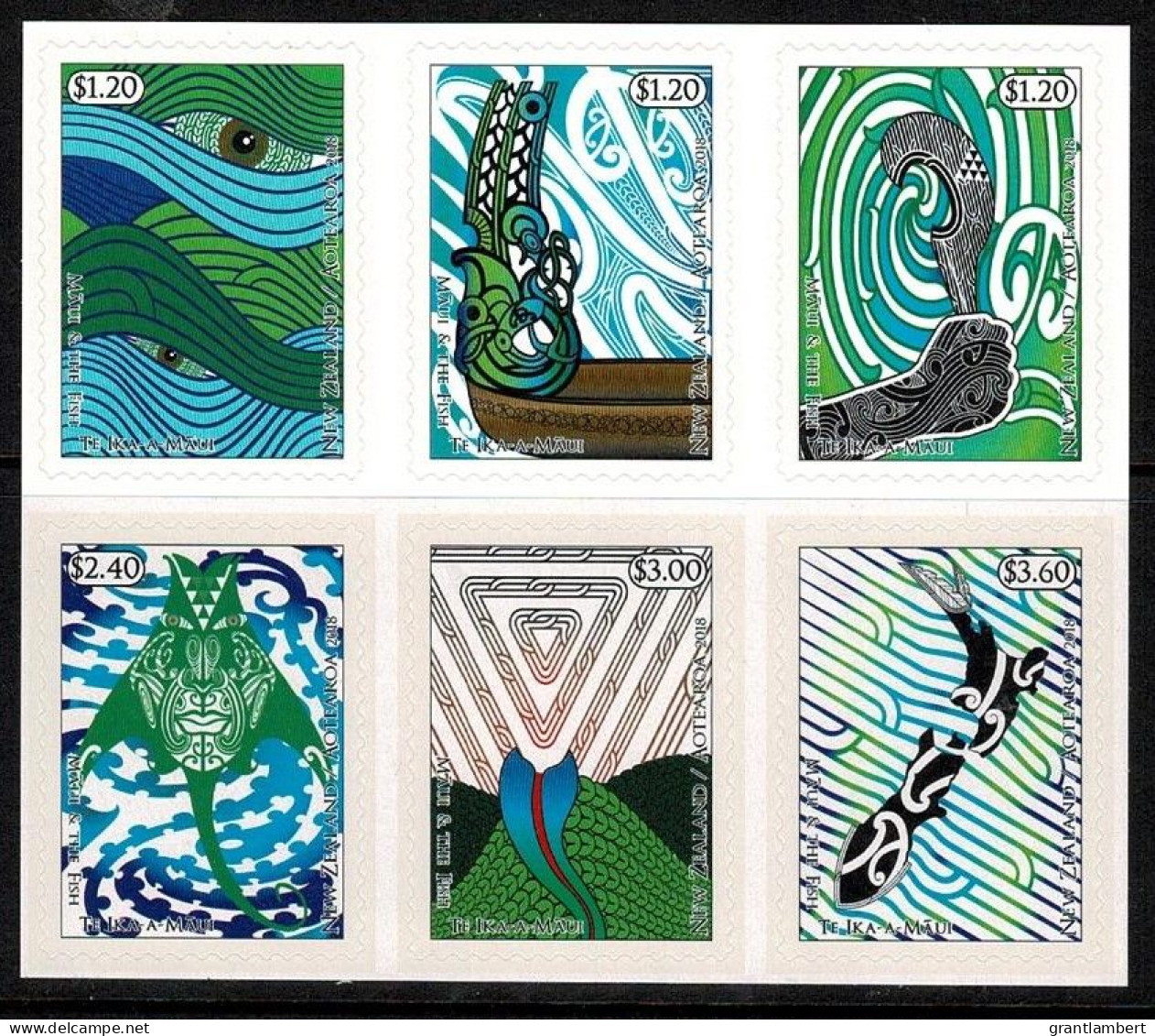 New Zealand 2018 Maui & The Fish  Set As Block Of 6 Self-adhesives MNH - Nuevos