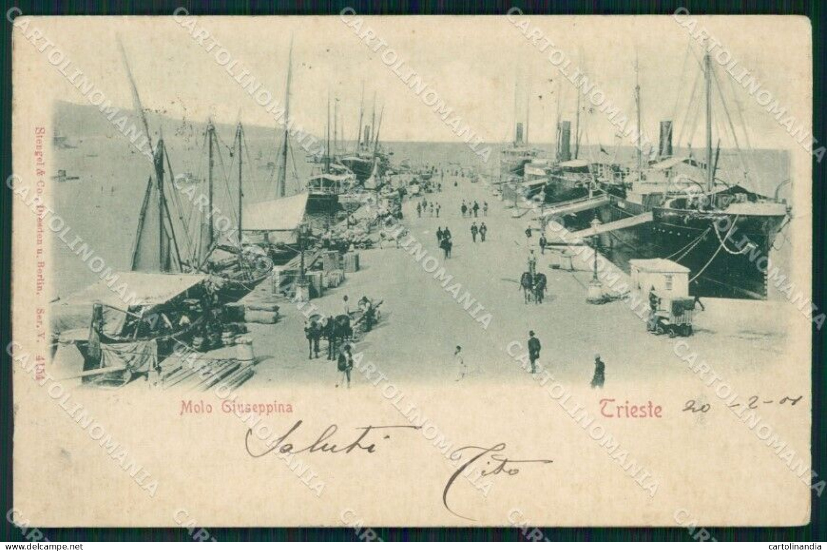 Trieste Città Molo Giuseppina Barche Rilievo Cartolina QT3053 - Trieste
