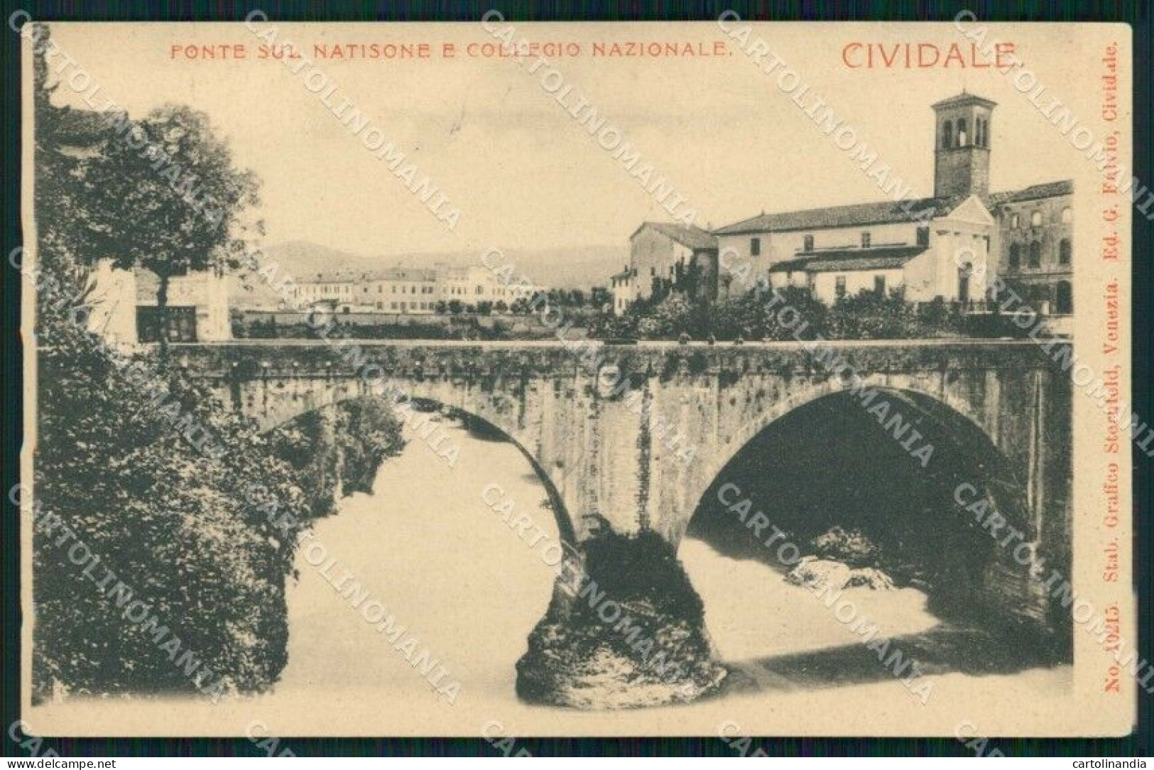 Udine Cividale Ponte Sul Natisone Collegio Nazionale PIEGA Cartolina RB6801 - Udine