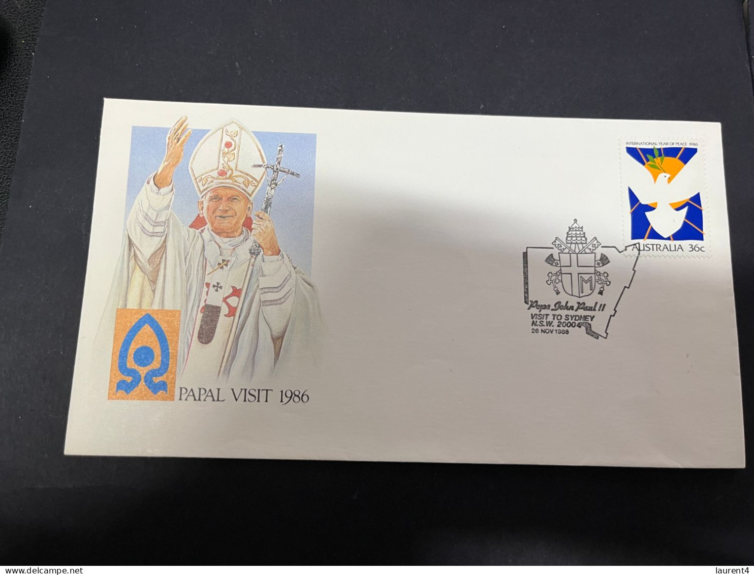 22-4-2024 (2 Z 42) Australia FDC - 1986 - Pope John Paul II Visit To Australia (Sydney P/m) 26-11-1986 - Cristianismo