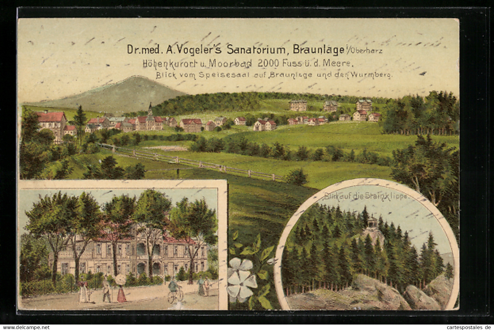 AK Braunlage /Oberharz, Dr. Med. A. Vogeler`s Sanatorium, Blick Vom Speisesaal Auf Braunlage Und Den Wurmberg  - Oberharz