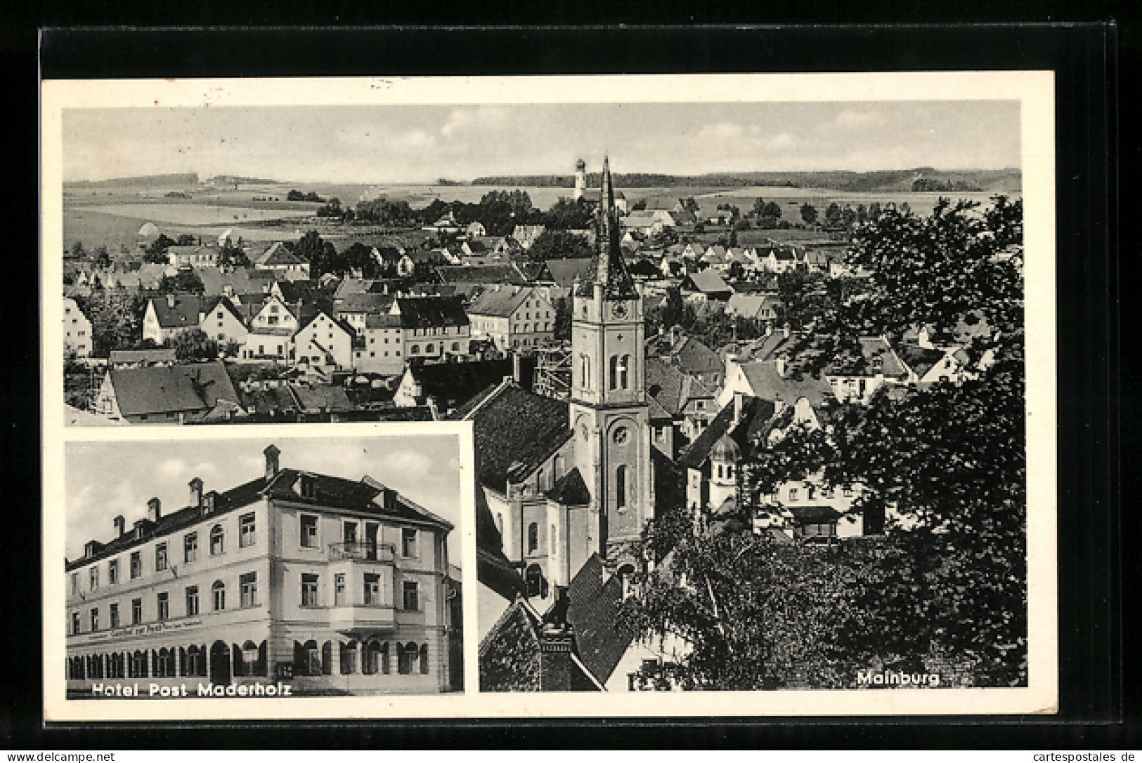 AK Mainburg, Ortsansicht Von Oben, Hotel Post Maderholz  - Mainburg