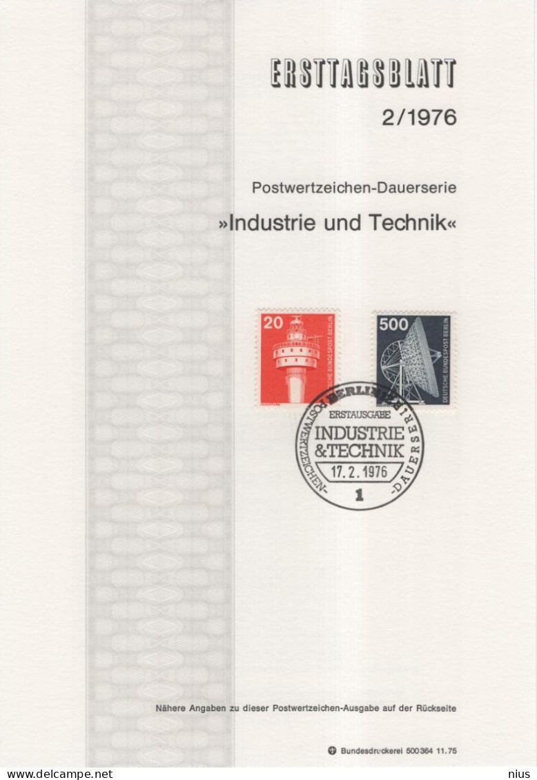 Germany Deutschland 1976-02 Industrie Und Technik Radioteleskop Leuchtturm Radio Telescope Lighthouse Dauerserie, Berlin - 1974-1980