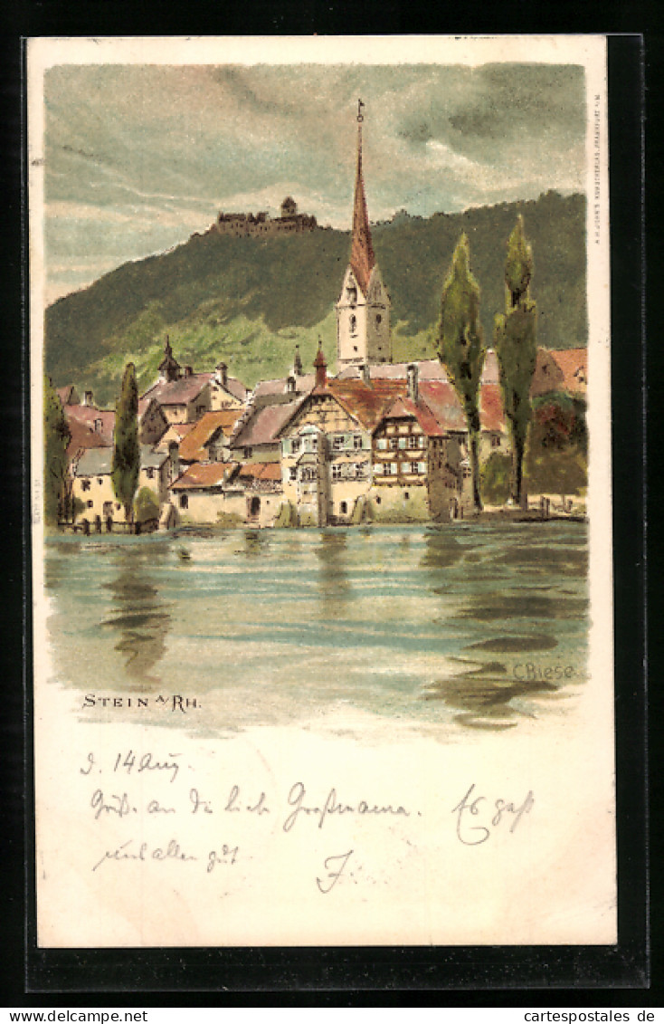 Künstler-AK C.Biese: Stein Am Rhein, Panorama  - Stein Am Rhein