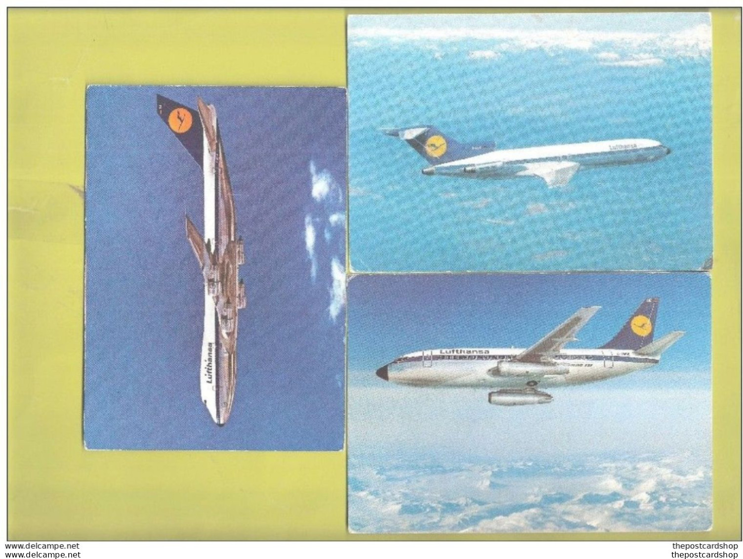 3 Three Aircraft Postcards Lufthansa - Boeing 747 Jumbo Jet + Lufthansa Boeing 737 City Jet +Lufthansa - B727 Europa Jet - 1946-....: Moderne