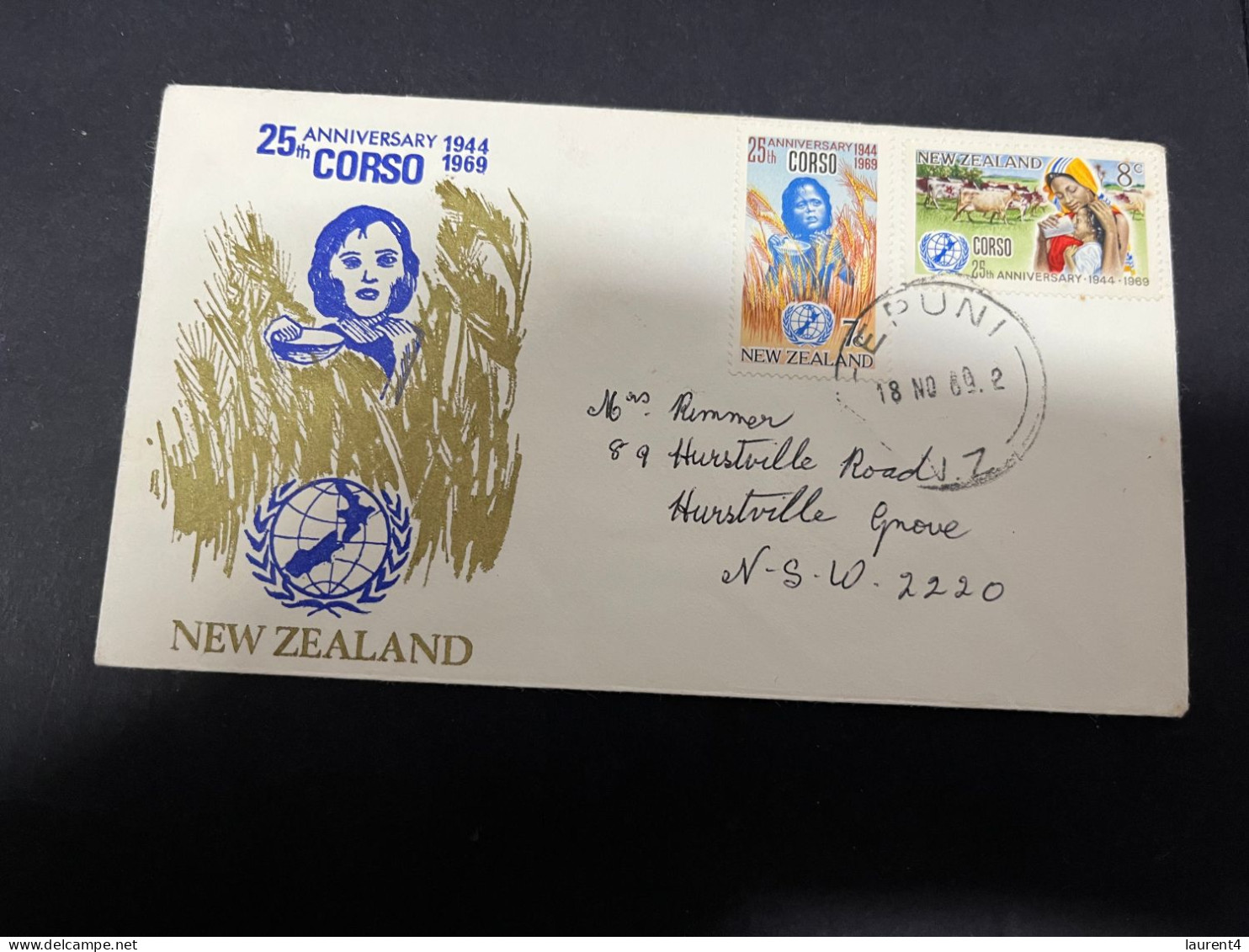 22-4-2024 (2 Z 44) FDC - New Zealand - Posted To Australia 1969 - CORSO (2 Covers) - FDC