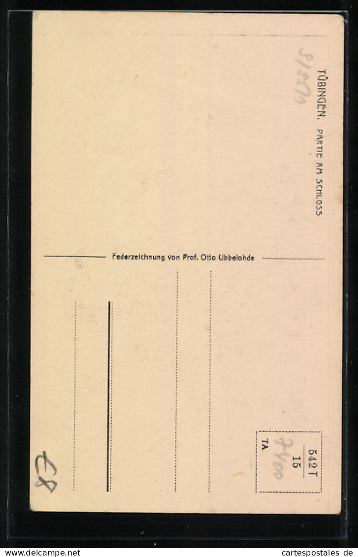 Künstler-AK Otto Ubbelohde: Tübingen, Partie Am Schloss  - Ubbelohde, Otto