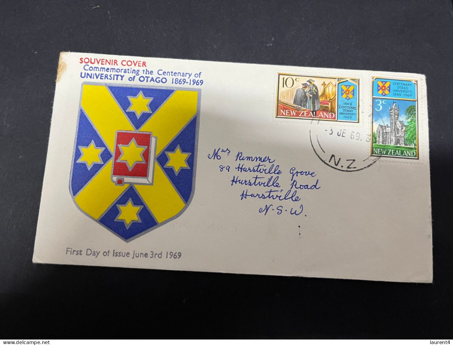 22-4-2024 (2 Z 44) FDC - New Zealand - Posted To Australia 1969 - University Of Otago - FDC