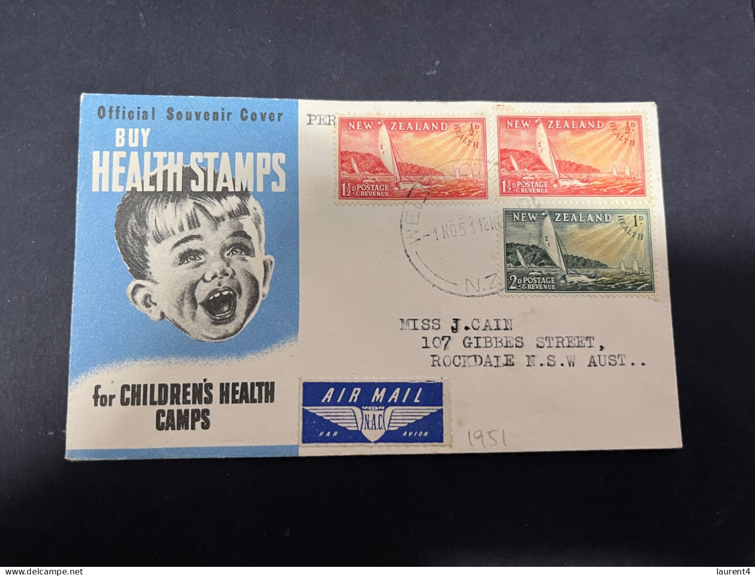 22-4-2024 (2 Z 44) FDC - New Zealand - Posted To Australia 1951 - Health Camp Issues - FDC