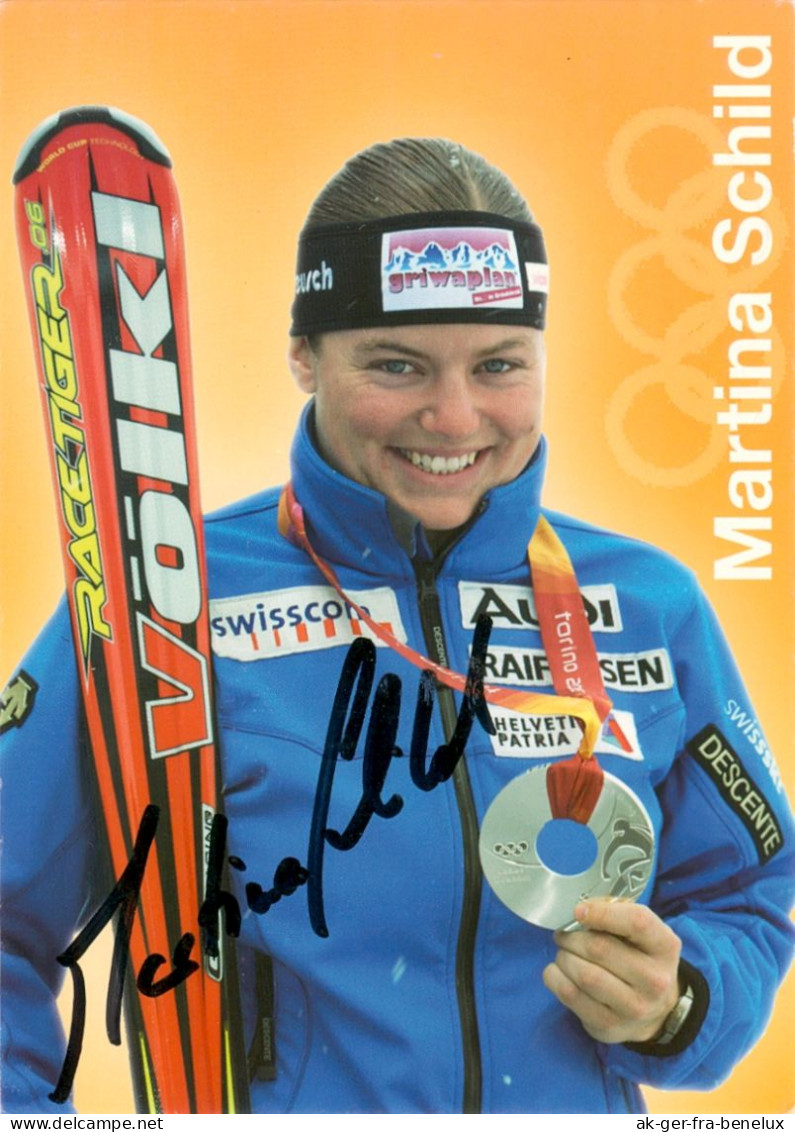 Autogramm AK Ski Alpin Martina Schild Olympia 2006 Schweiz Swissski Switzerland Brienz BE Grindelwald Olympia Interlaken - Authographs