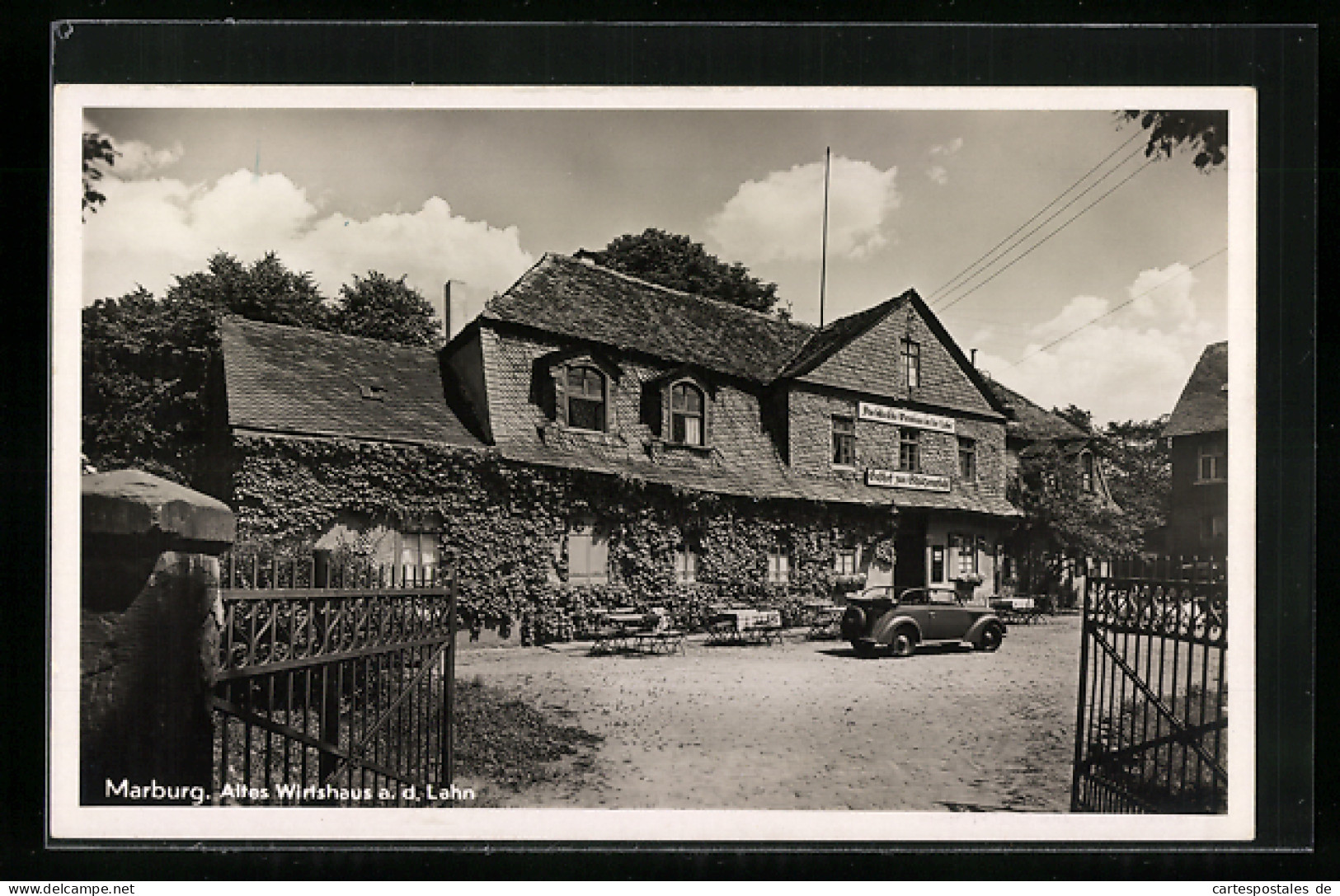 AK Marburg A. L., Gasthof Schützenpfuhl, Auto  - Marburg