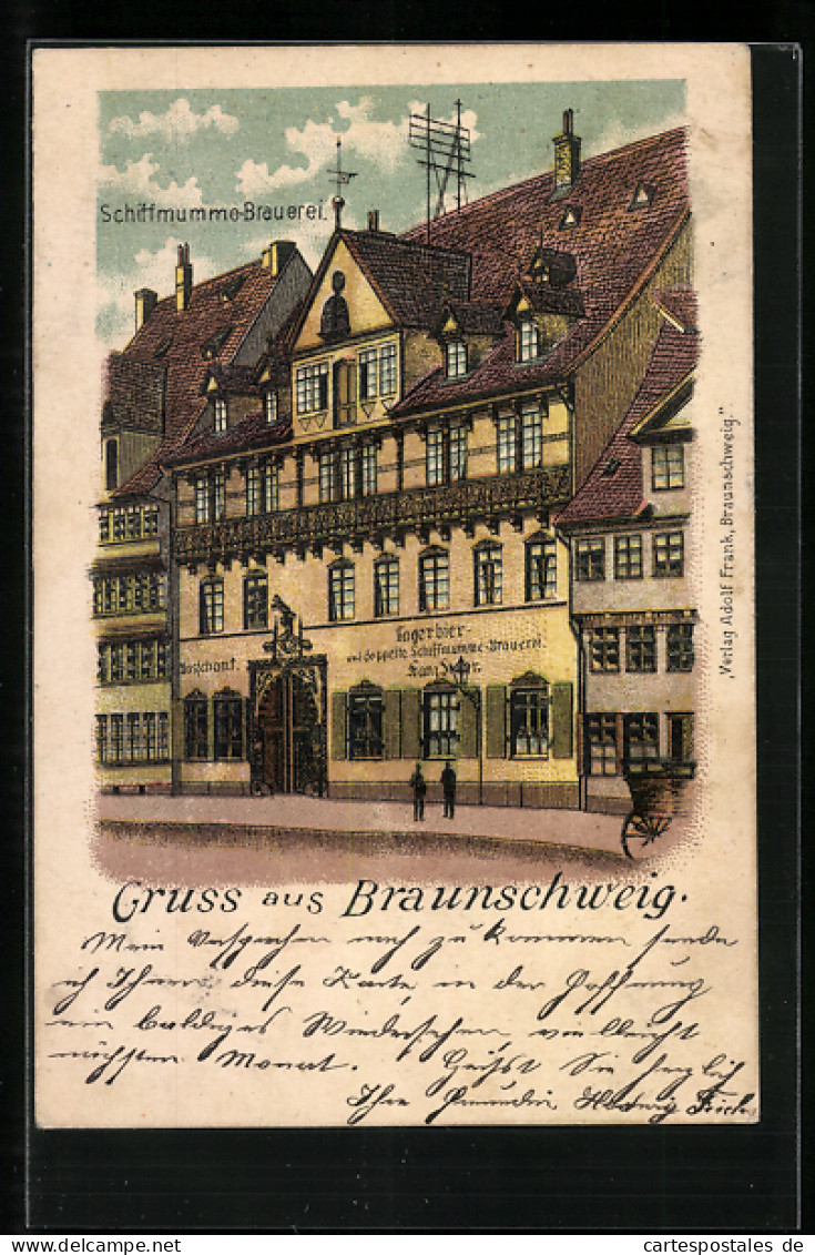 Lithographie Braunschweig, Schiffmumme-Brauerei  - Braunschweig