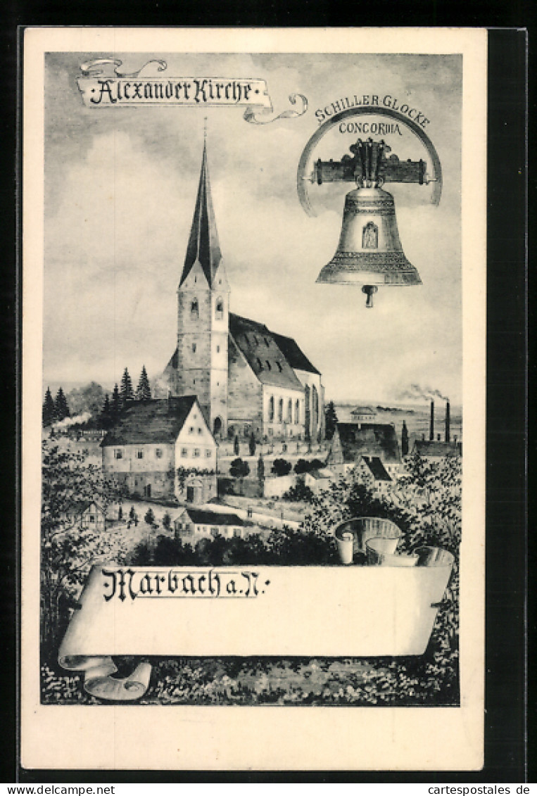 AK Marbach A. N., Ansicht Von Der Alexander Kirche  - Marbach