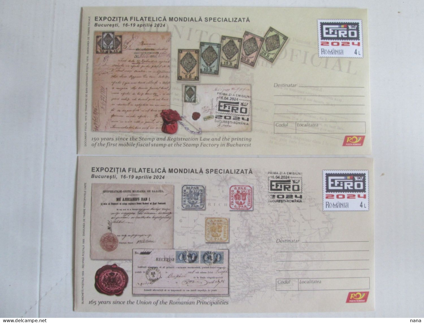 Roumanie Premier Jour EFIRO 2024,lot De 2 Enveloppes Neuves/Romania FDC EFIRO 2024 Set Of 2 UNC Envelopes - Covers & Documents