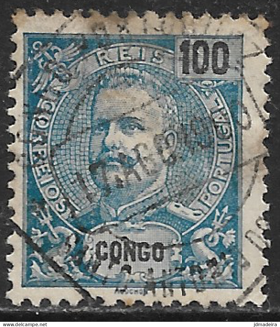 Portuguese Congo – 1898 King Carlos 100 Réis Used Stamp SANTO ANTONIO DO ZAIRE Cancel - Congo Portoghese