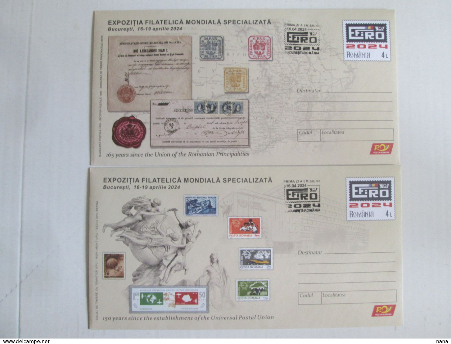 Roumanie Premier Jour EFIRO 2024,lot De 2 Enveloppes Neuves/Romania FDC EFIRO 2024 Set Of 2 UNC Envelopes - Cartas & Documentos