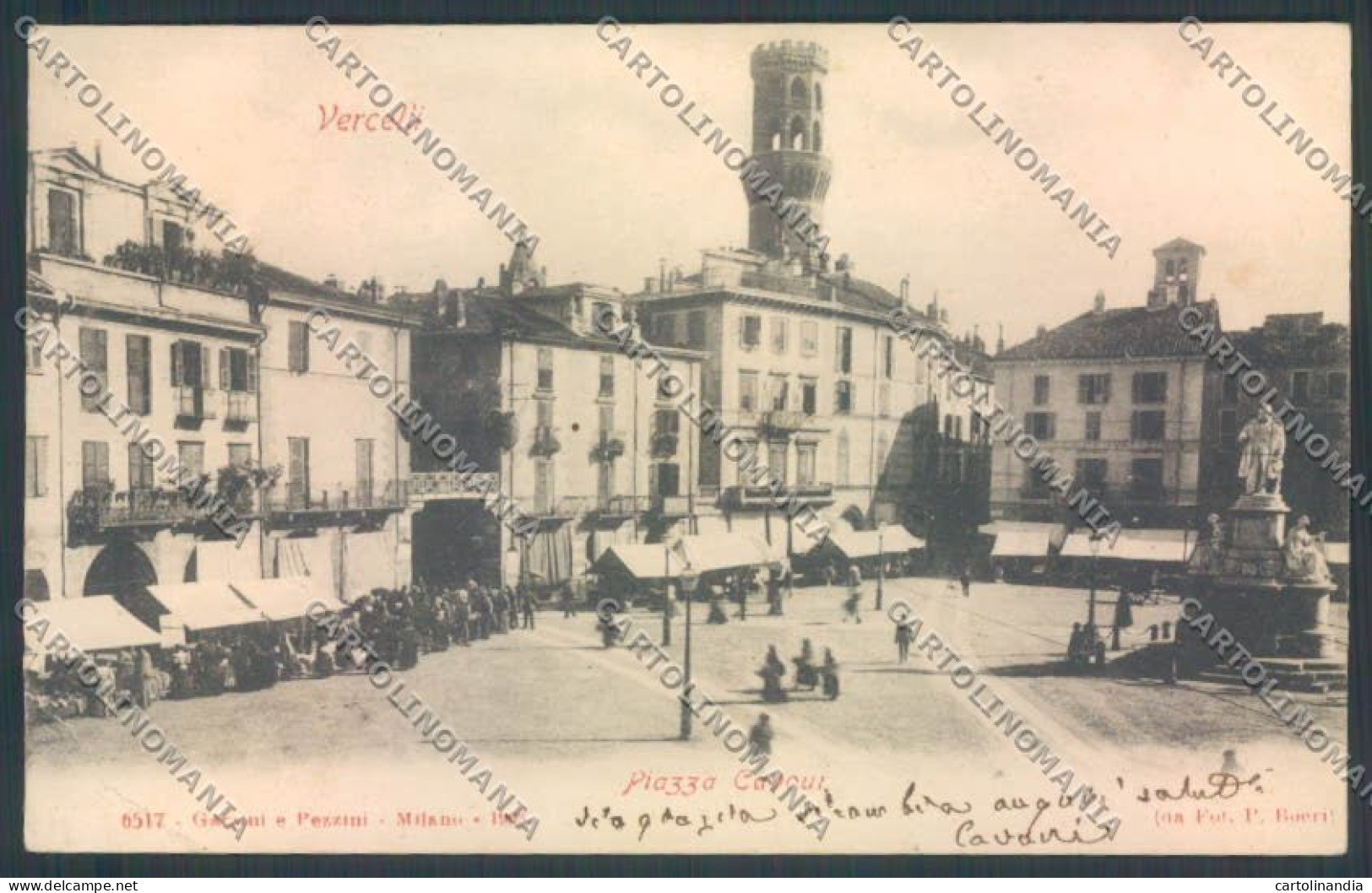 Vercelli Città Mercato PIEGA Cartolina ZT6517 - Vercelli