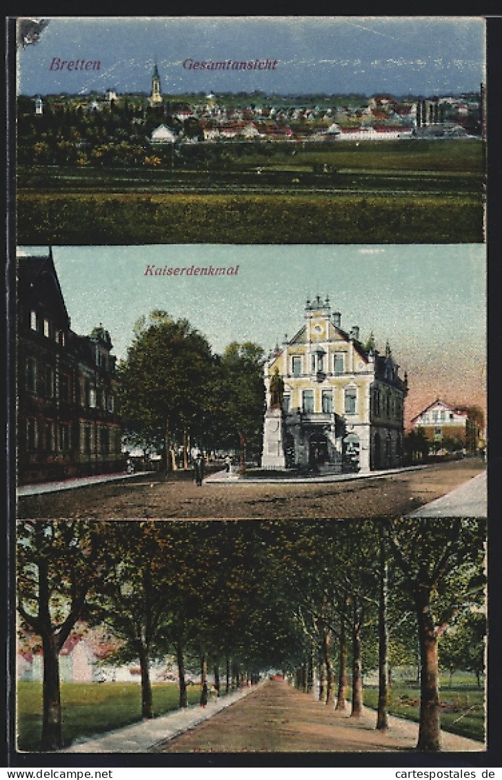 AK Bretten, Gesamtansicht, Kaiserdenkmal Und Allee  - Bretten