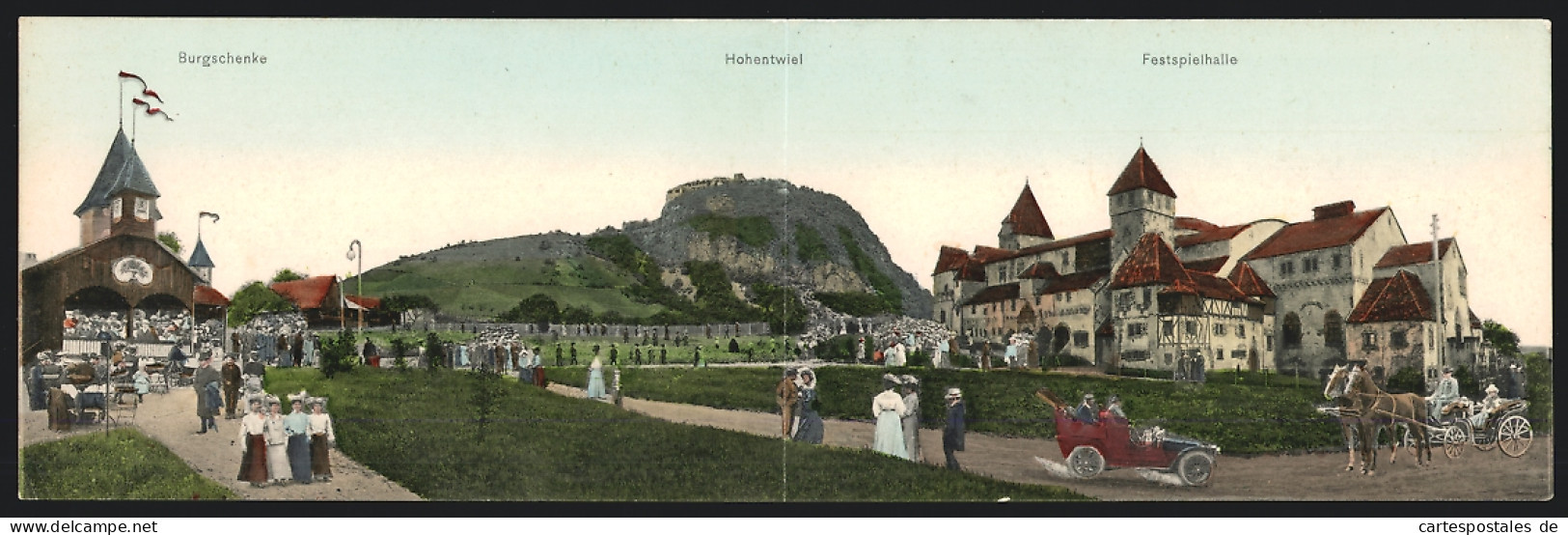 Klapp-AK Singen, Blick Auf Burgschenke, Hohentwiel Und Festspielhalle  - Singen A. Hohentwiel