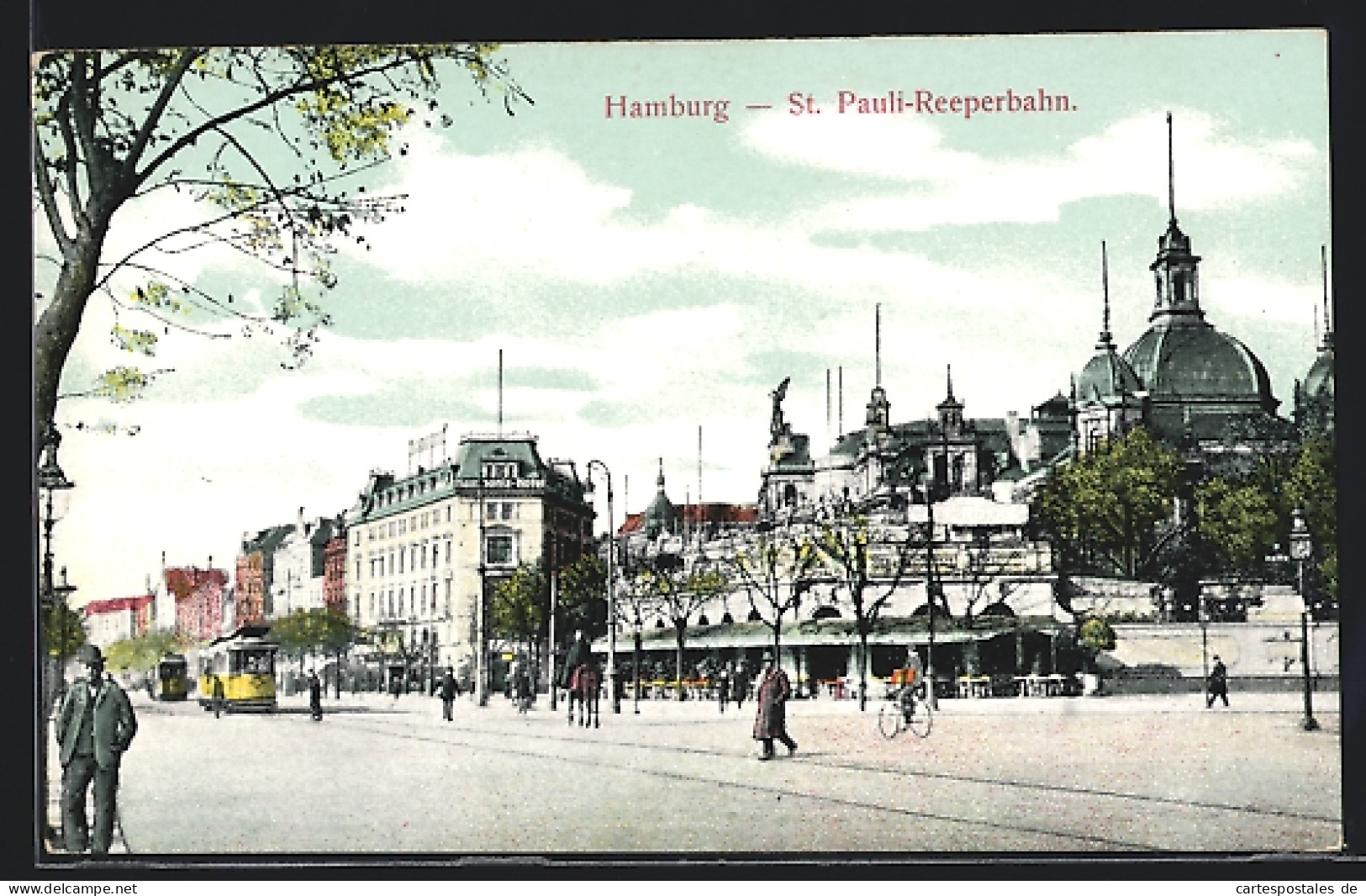 AK Hamburg, St. Pauli, Reeperbahn Mit Strassenbahn  - Tramways
