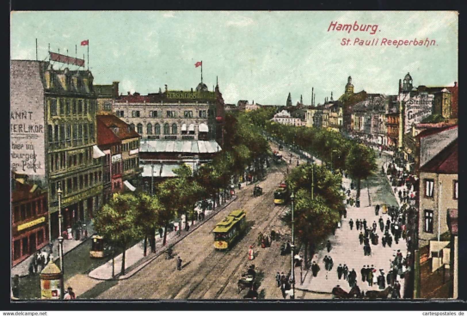 AK Hamburg, St. Pauli Reeperbahn Mit Strassenbahn  - Tramways